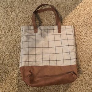 Merona Target Faux Leather Plaid Tote Bag